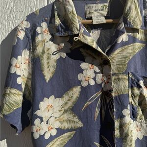 Reef Island Navy Floral Silk Men's Shirt